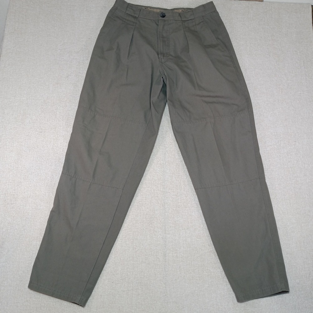 VTG Bugle Boy Air Command Pleated Double Knee Pants Men 34L Olive Green Tactical